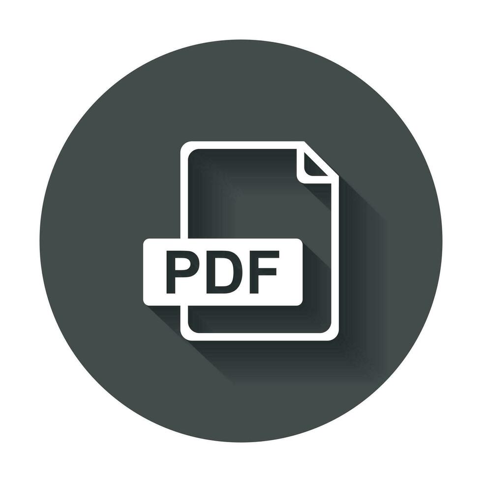 PDF file download icon. Flat vector with long shadow.