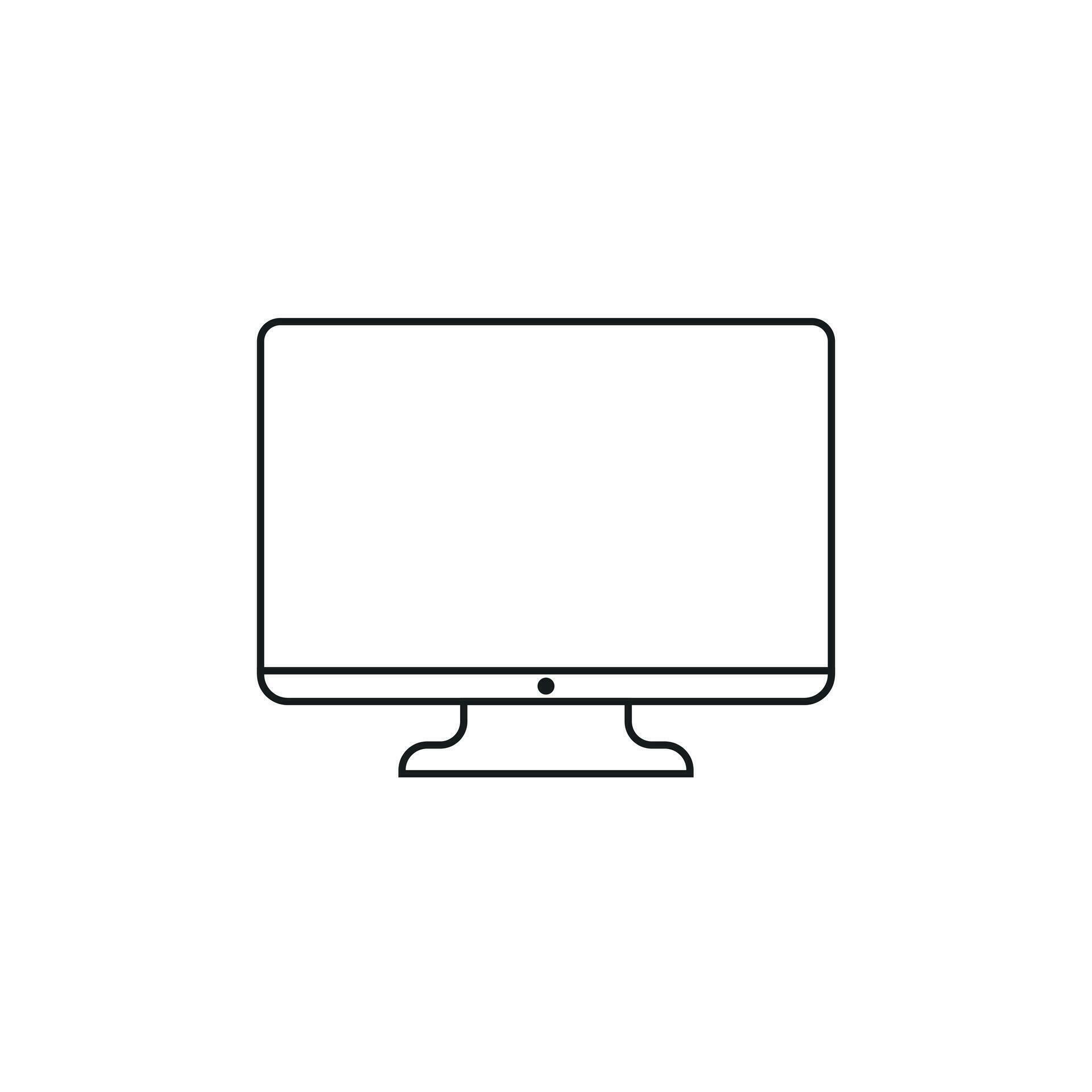 Computer vector illustration in line style. Monitor flat icon. Tv ...