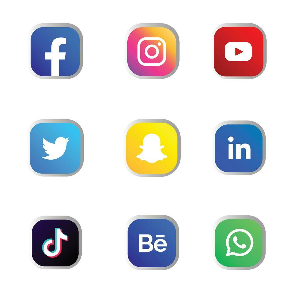 social medios de comunicación íconos botón vector