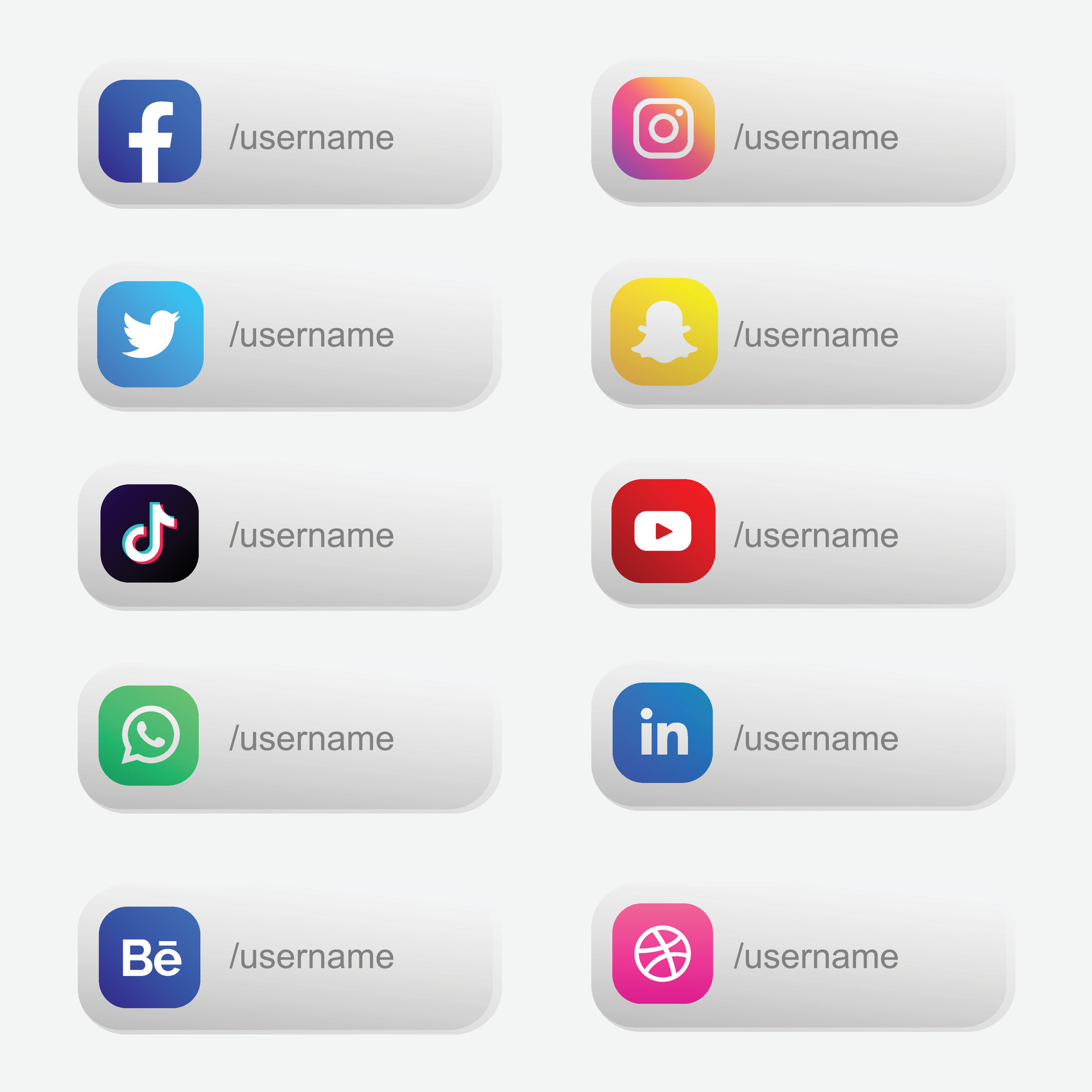 social media icons with names