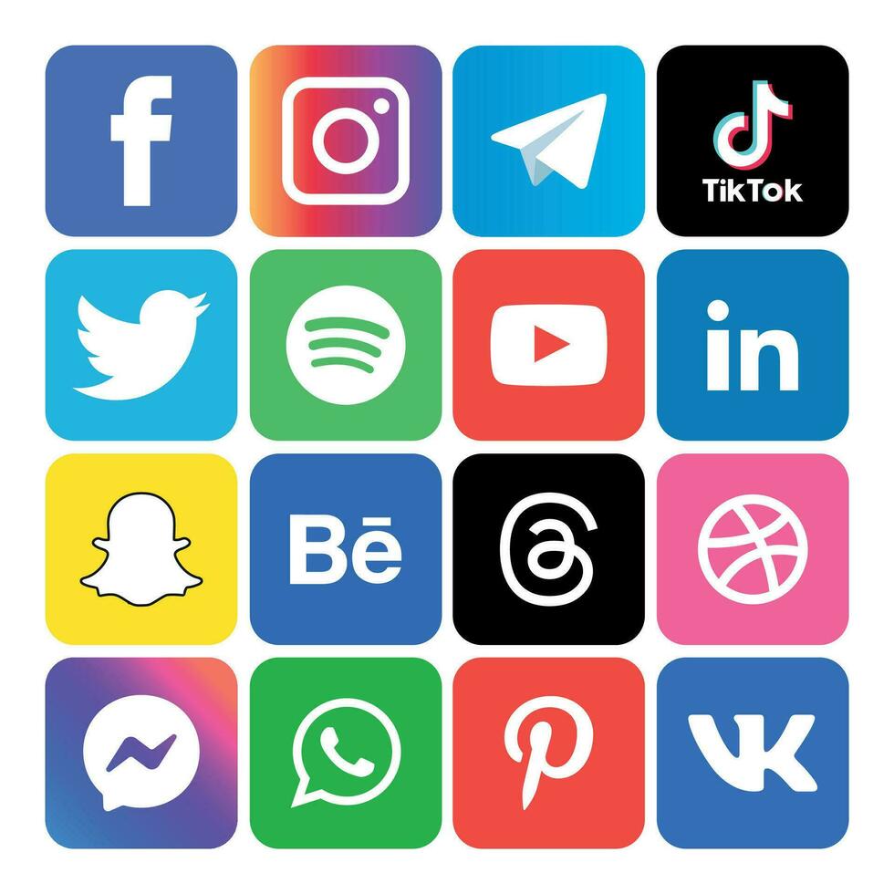 Social media icons set Logo Vector Illustrator network