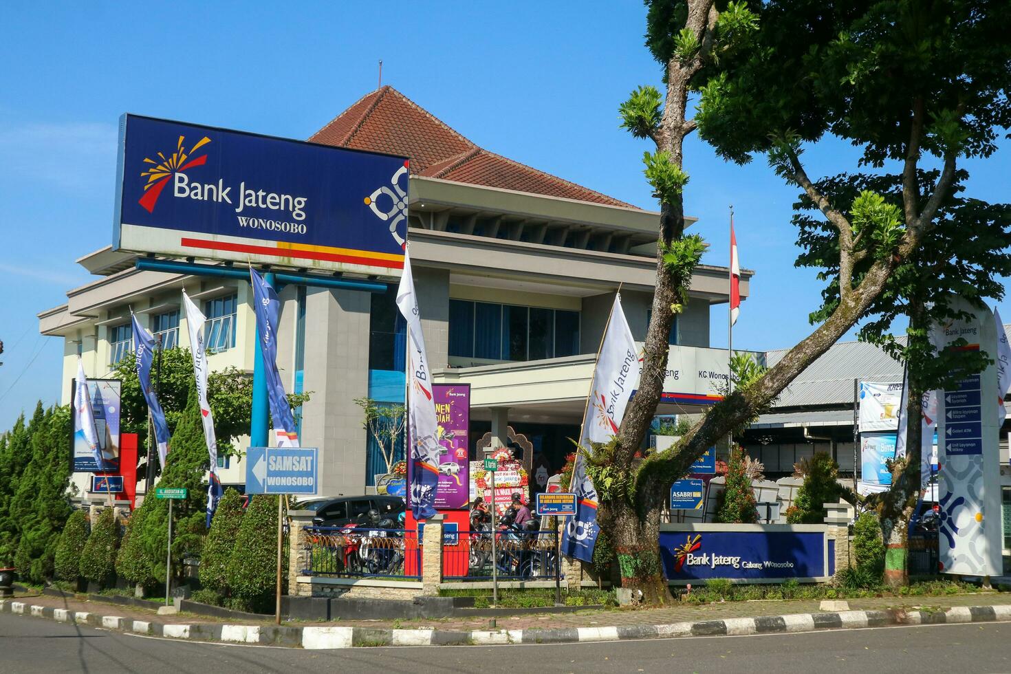 Wonosobo, Indonesia - April 5, 2023 - Entrance of Bank Jateng around wonosobo square. Front View photo