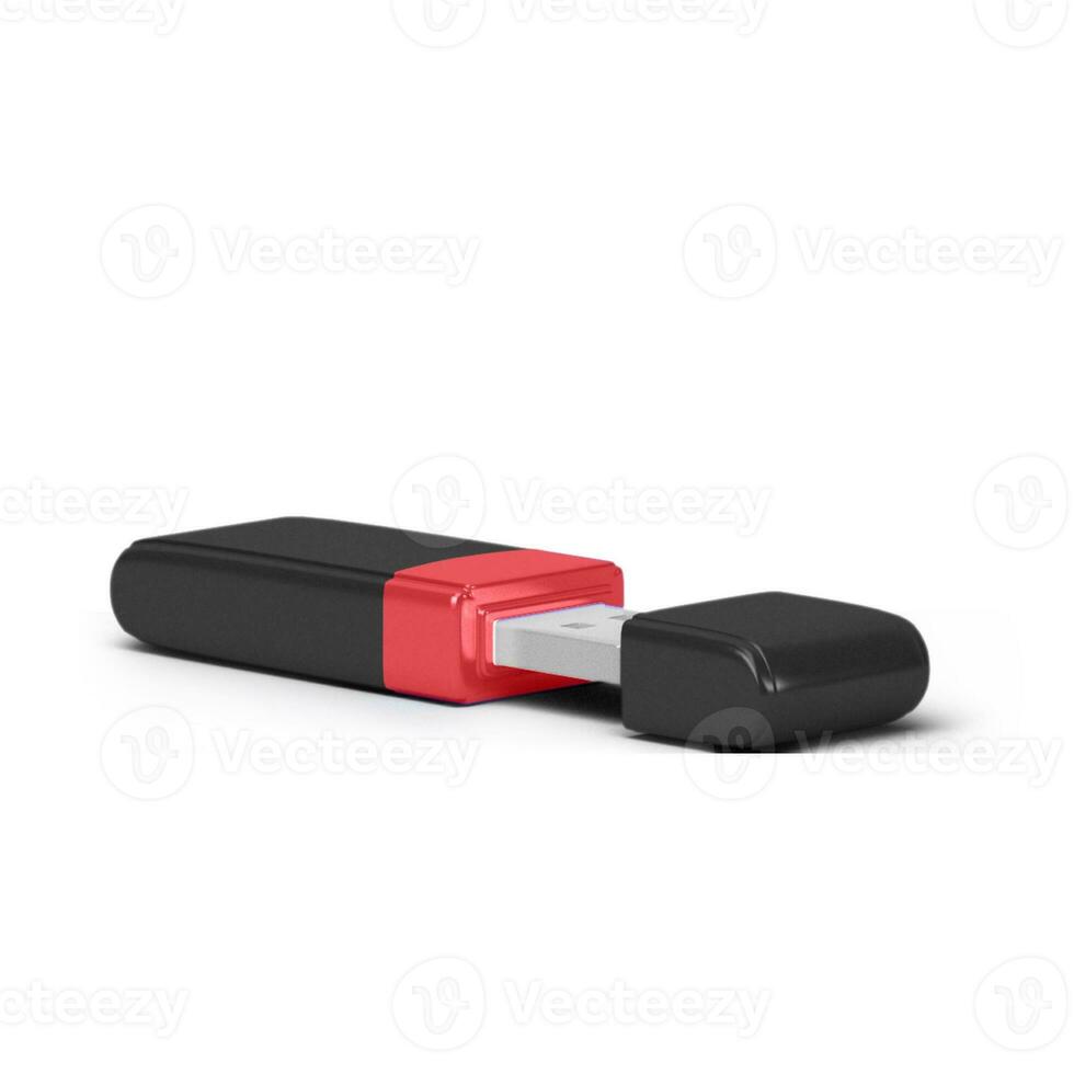 Colorfull small flash drive lying on white background suitable for device design. photo