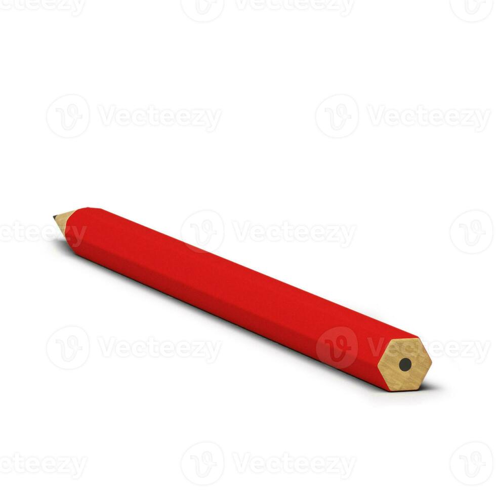 Red pencil large size isolated on grey background. photo