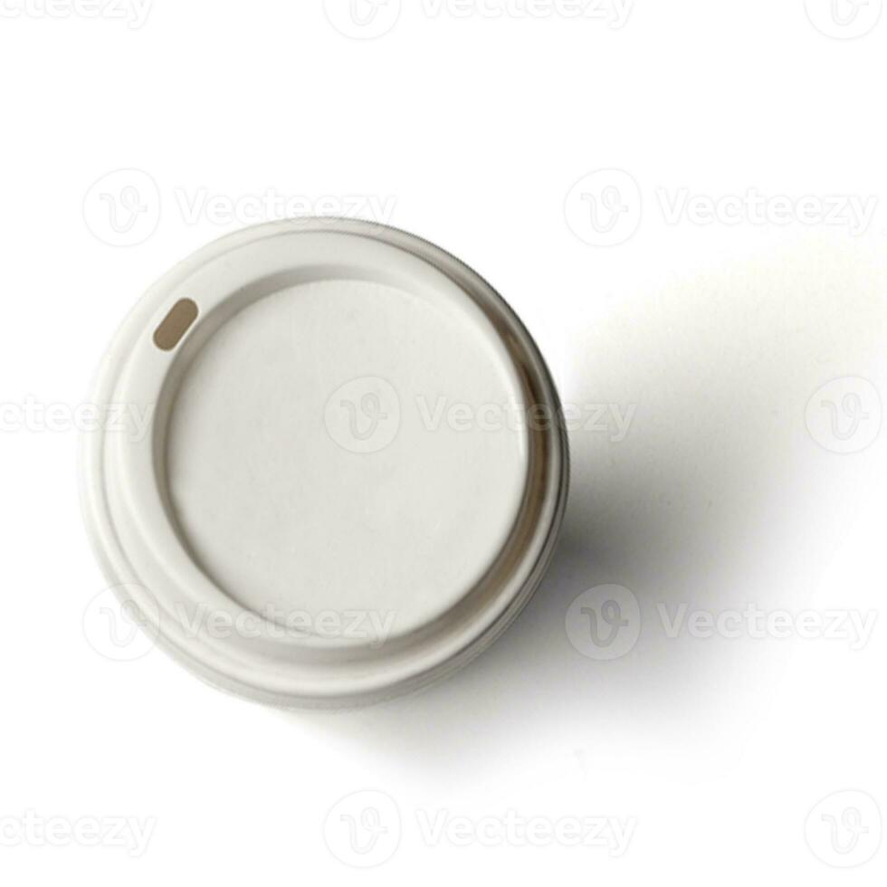 Top up view white coffee cup lid for your beverages concept design. photo