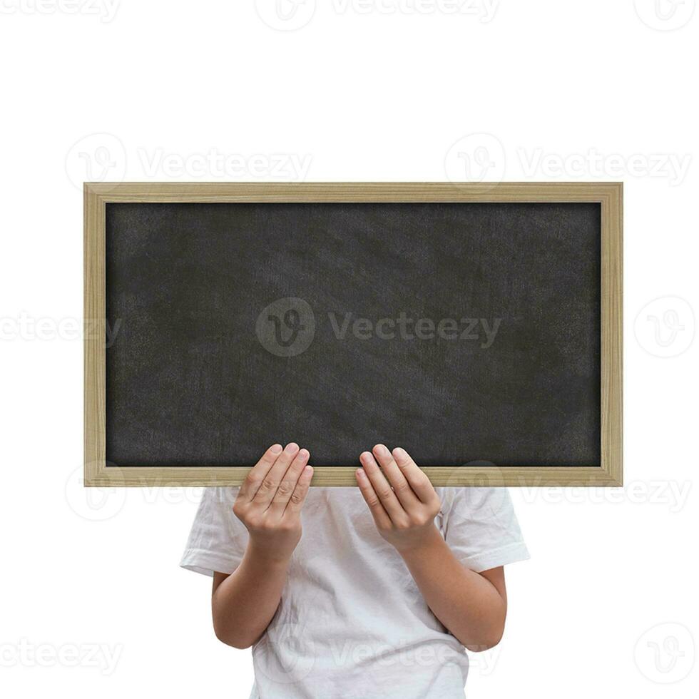 Male hands holding blackboard chalkboard photo