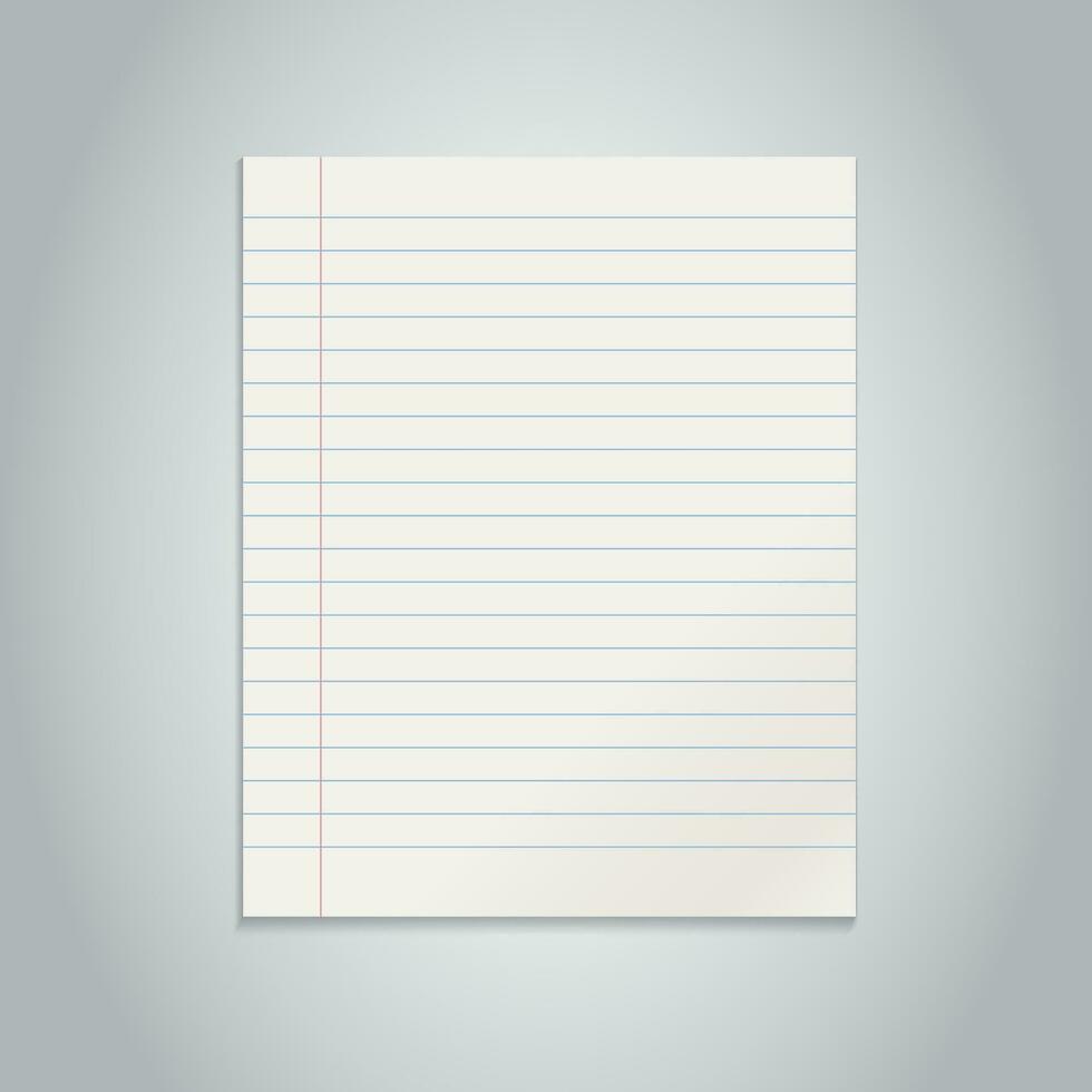 Realistic line paper note on gray background vector