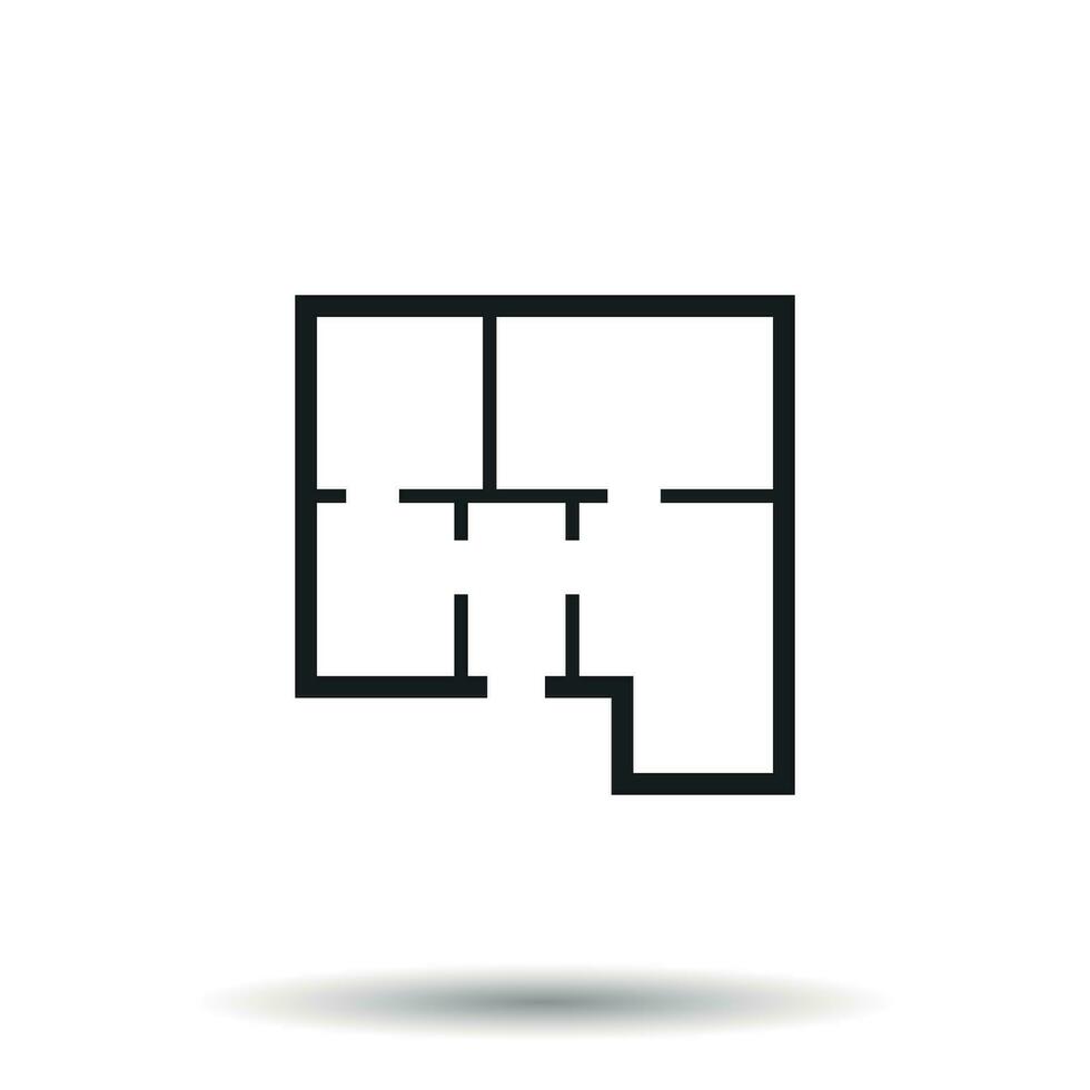 House plan simple flat icon. Vector illustration on white background.