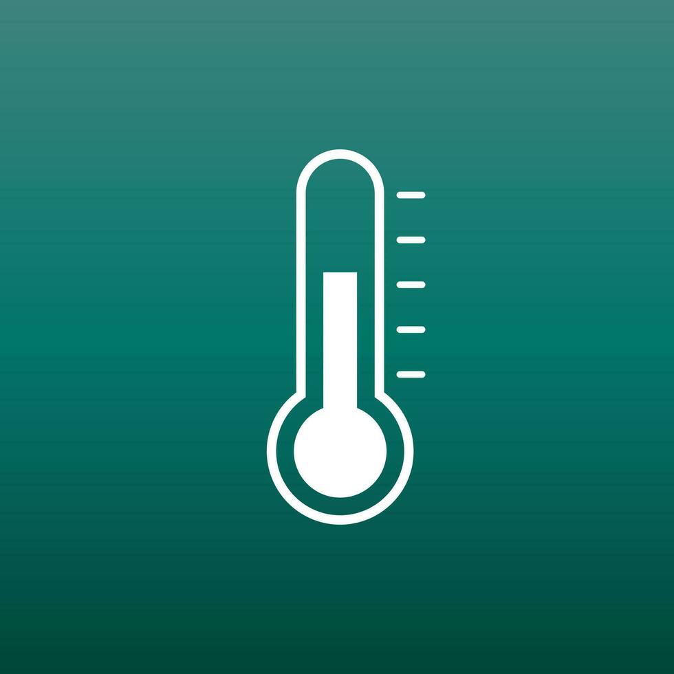 Thermometer icon. Goal flat vector illustration on green background.