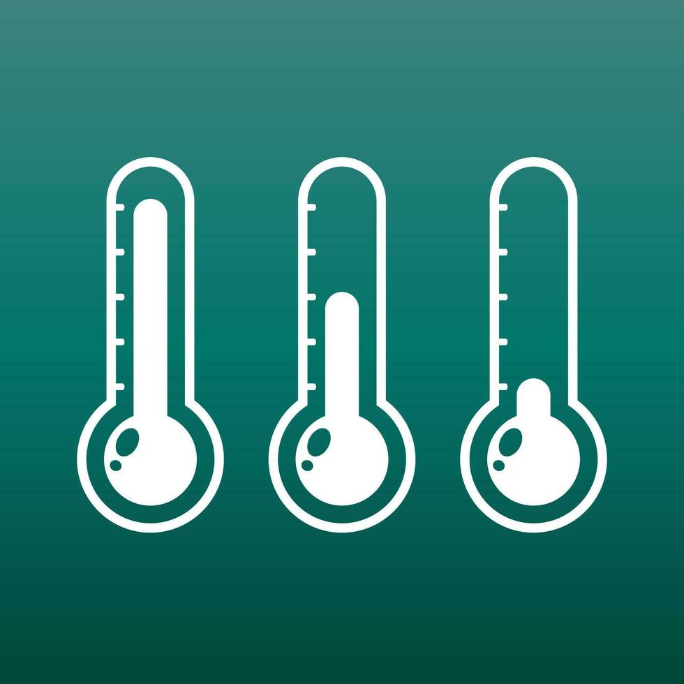 Thermometers icon with different levels. Flat vector illustration on green background.