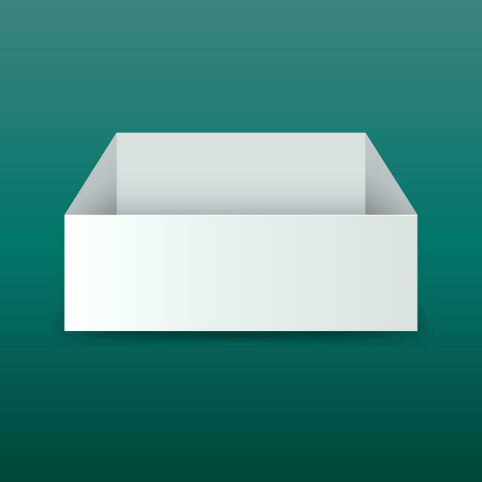 White cardboard package box. Vector illustration on green background.