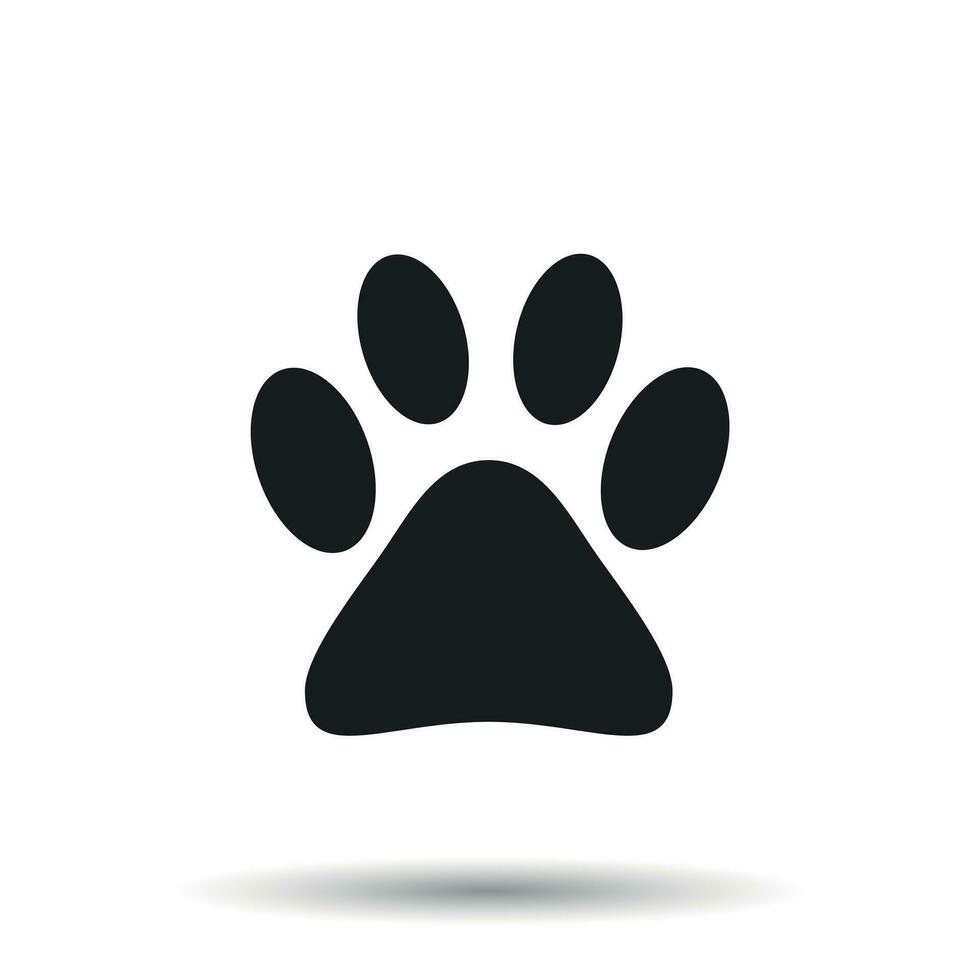 Paw print icon vector illustration isolated on white background. Dog, cat, bear paw symbol flat pictogram.