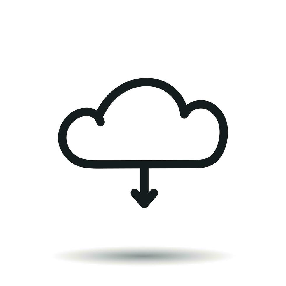 Cloud line icon. Internet download symbol. Flat vector illustration on white background.