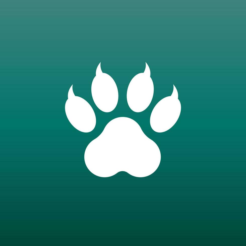 pata impresión icono vector ilustración en verde antecedentes. perro, gato, oso pata símbolo plano pictograma.