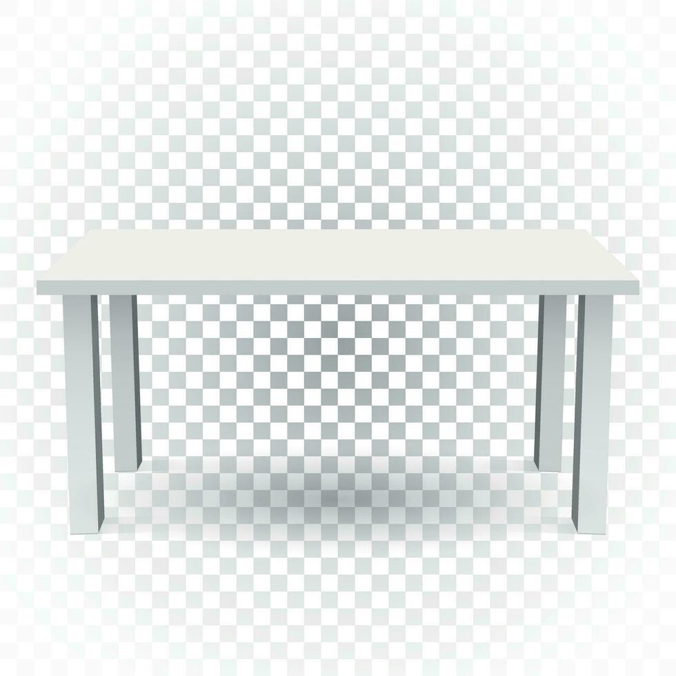 Vector 3d table for object presentation. Empty white top table on isolated background.