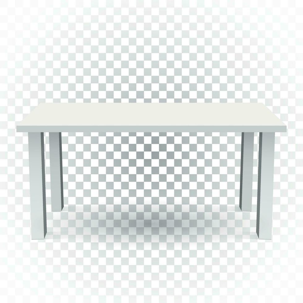 Vector 3d table for object presentation. Empty white top table on isolated background.