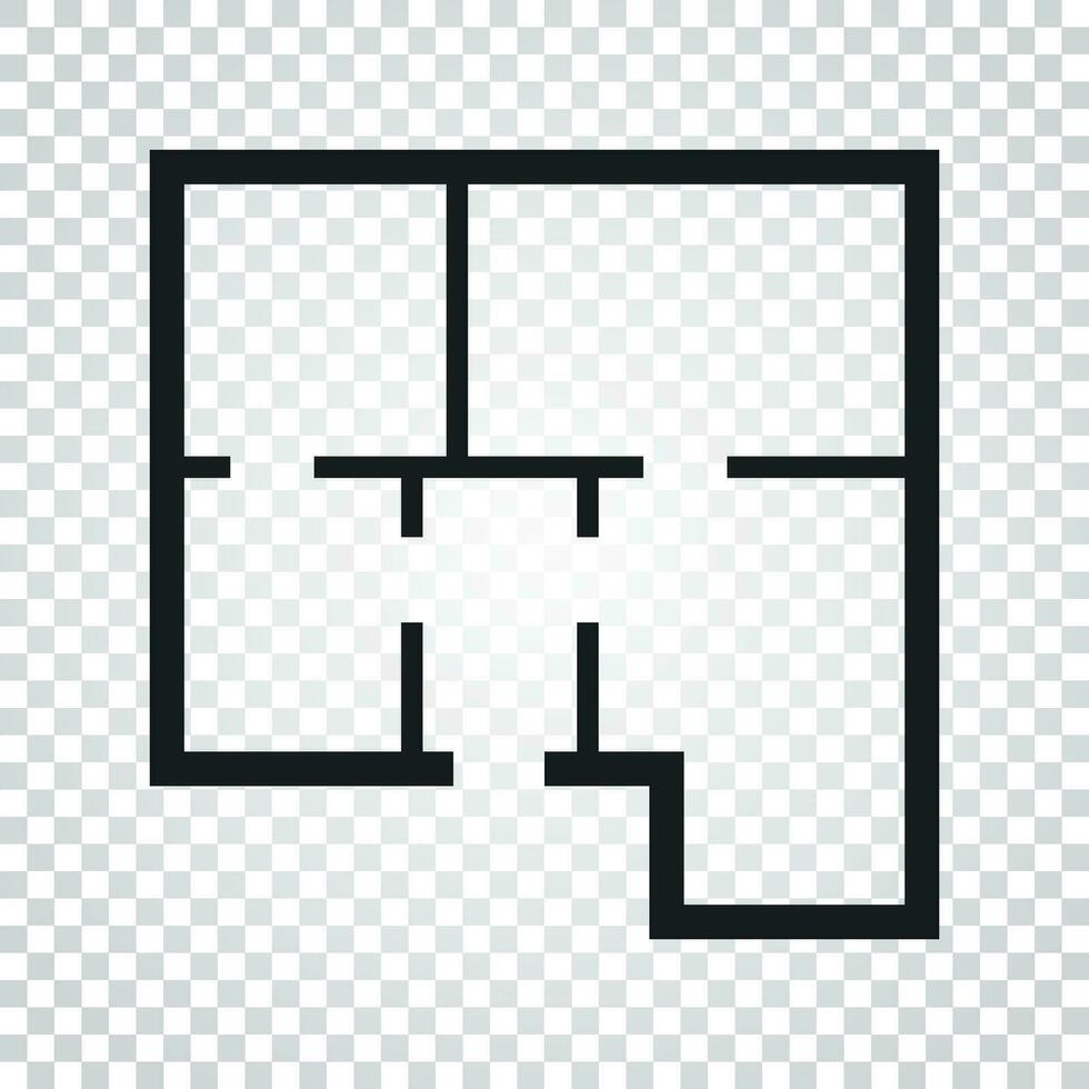 House plan simple flat icon. Vector illustration on white background.