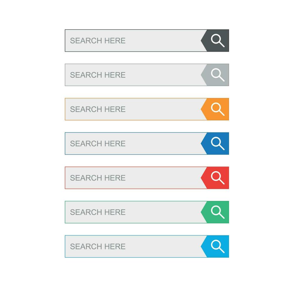 Search bar field. Set vector interface elements with search button. Flat vector illustration on white background.