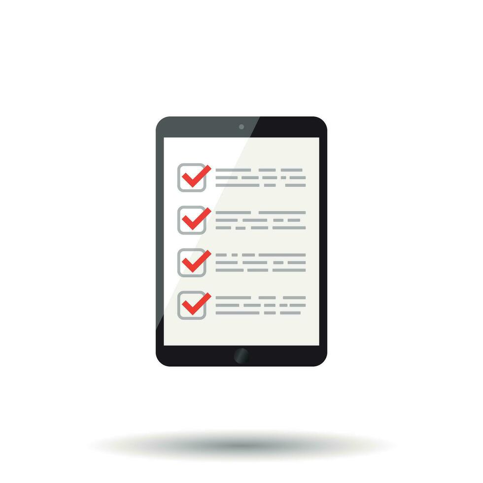 Businessman checklist with tablet. Check list icon flat vector illustration.