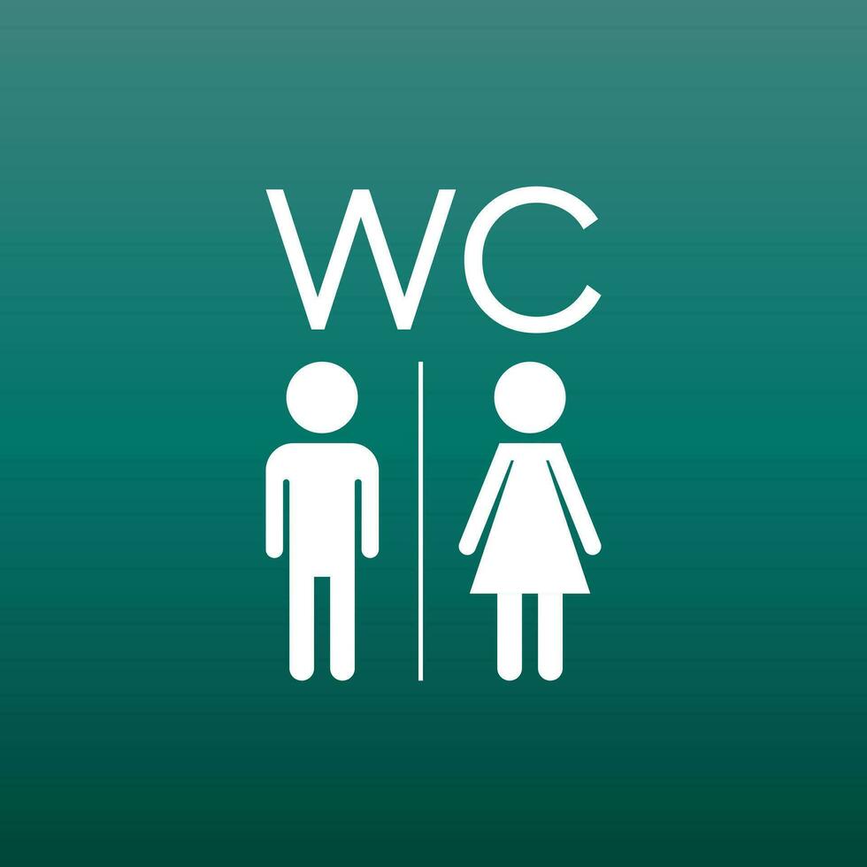 WC, baño plano vector icono . hombres y mujer firmar para Area de aseo en verde antecedentes.