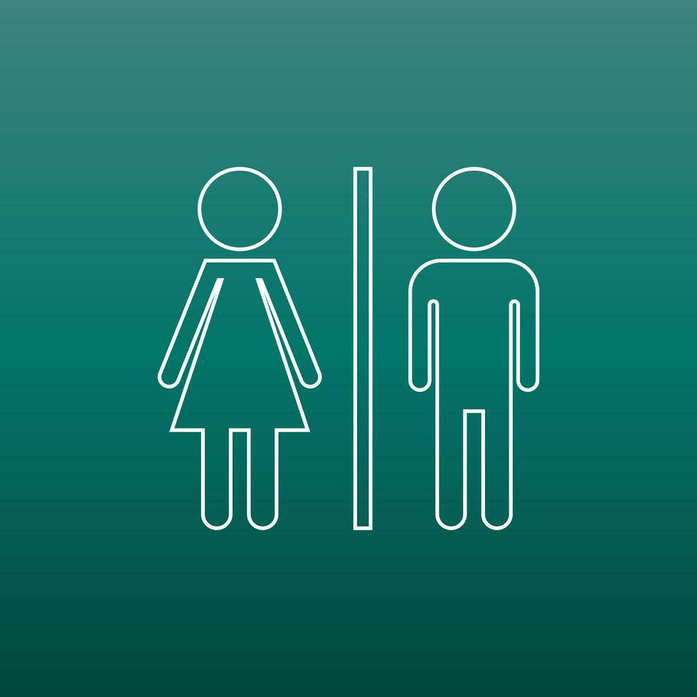 WC, baño línea vector icono . hombres y mujer firmar para Area de aseo en verde antecedentes.