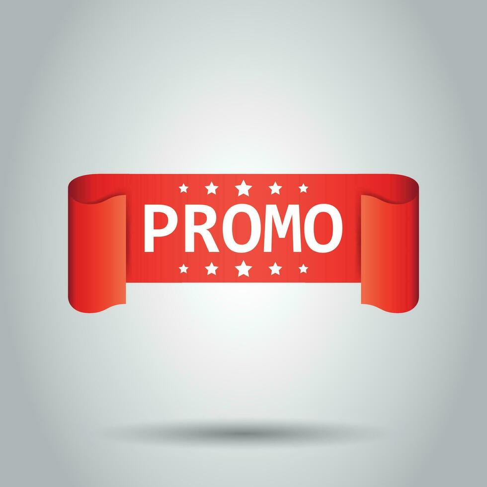Promo ribbon vector icon. Discount sticker label on white background.