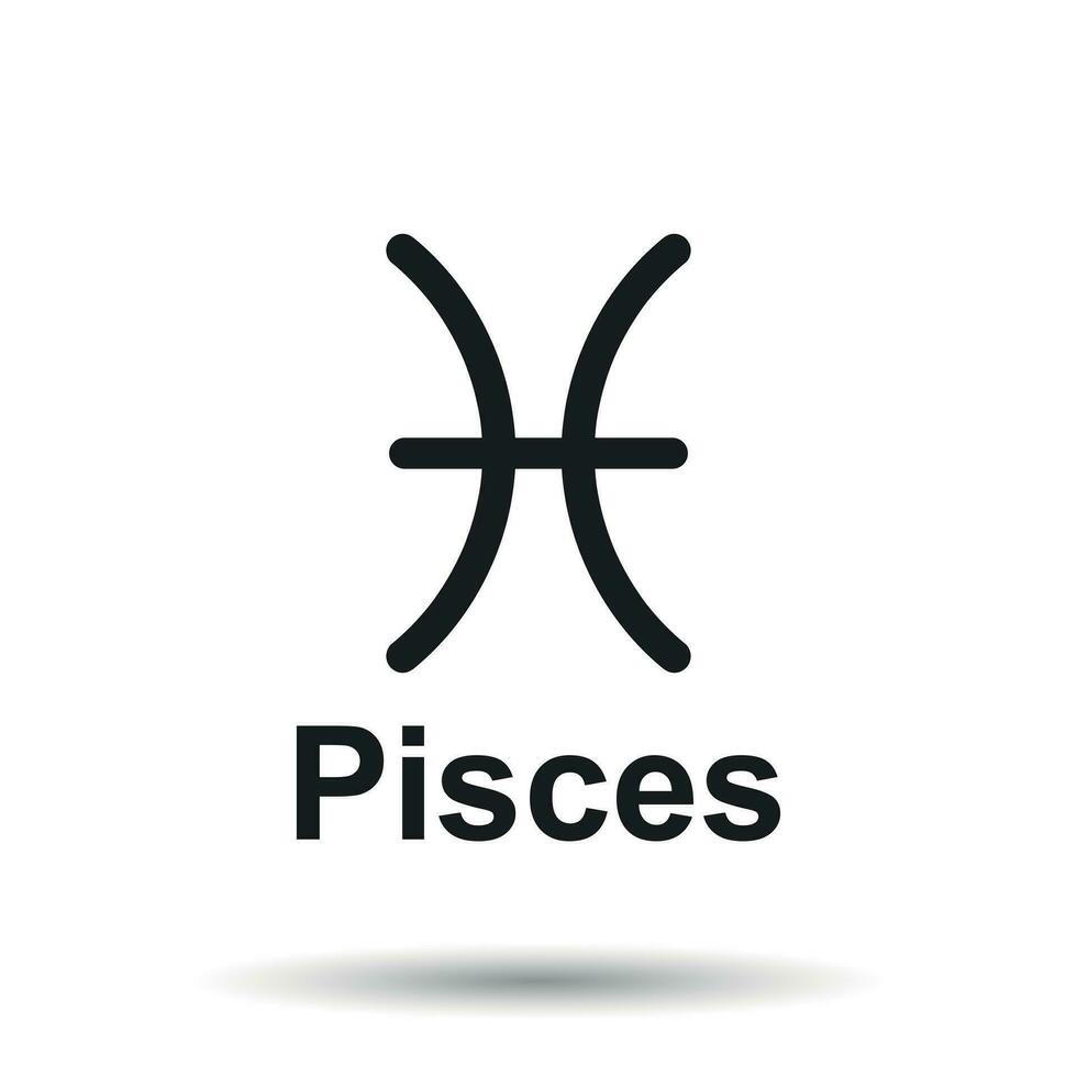 Pisces zodiac sign. Flat astrology vector illustration on white background.