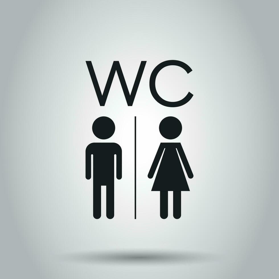 WC, baño plano vector icono . hombres y mujer firmar para Area de aseo en gris antecedentes.