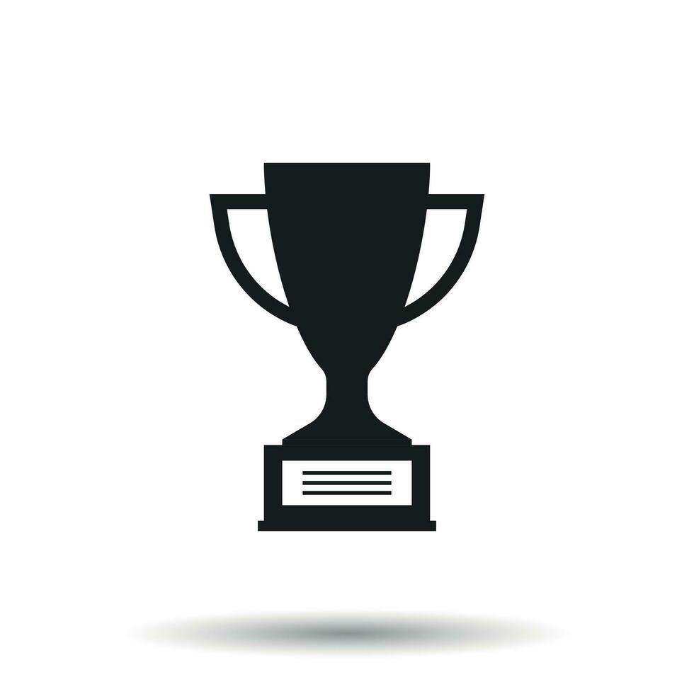 Trophy cup flat vector icon. Simple winner symbol. Black illustration on isolated background.