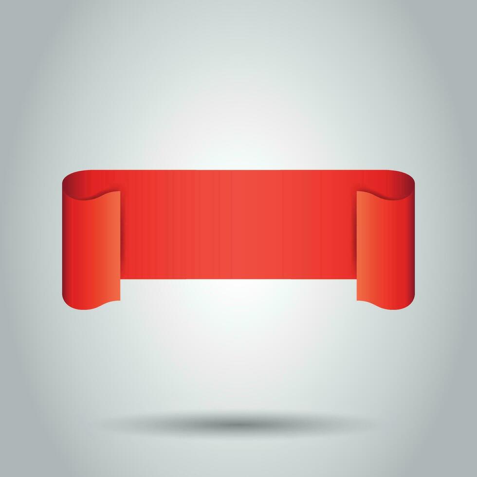 Empty ribbon vector icon. Blank sticker label on gray background.