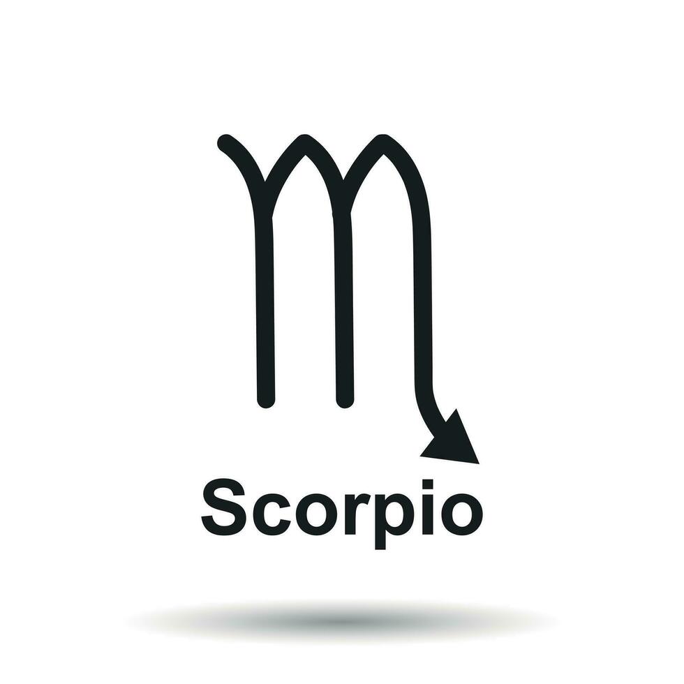 Scorpio zodiac sign. Flat astrology vector illustration on white background.