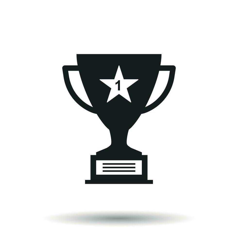 Trophy cup flat vector icon. Simple winner symbol. Black illustration on isolated background.