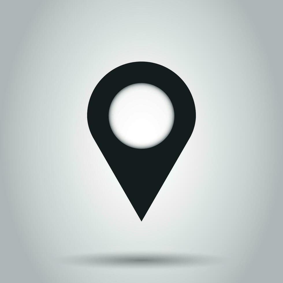 Pin icon vector. Location sign in flat style isolated on gray background. Navigation map, gps concept. vector