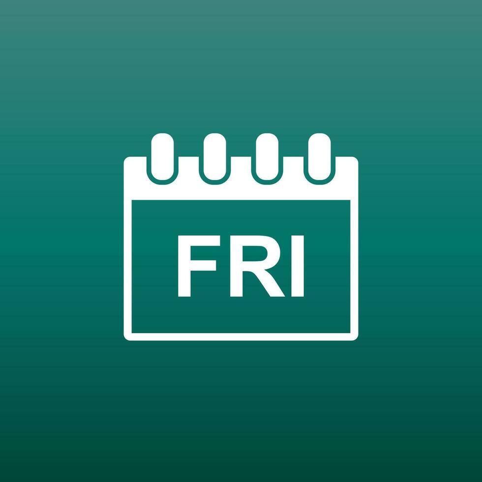 Friday calendar page pictogram icon. Simple flat pictogram for business, marketing, internet concept on green background. Trendy modern vector symbol for web site design or mobile app