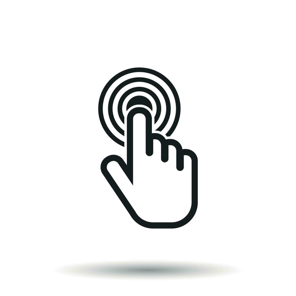 Click here icon. Hand cursor signs. Black button flat vector illustration.