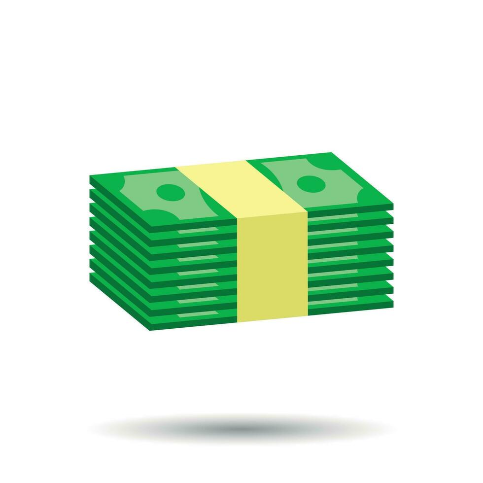 Stacks of cash. Vector illustration in flat design on white background