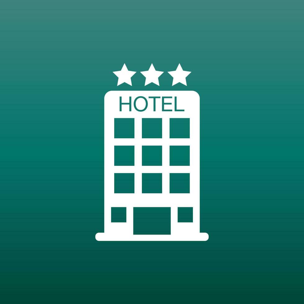 Hotel icon on green background. Simple flat pictogram for business, marketing, internet concept. Trendy modern vector symbol for web site design or mobile app.