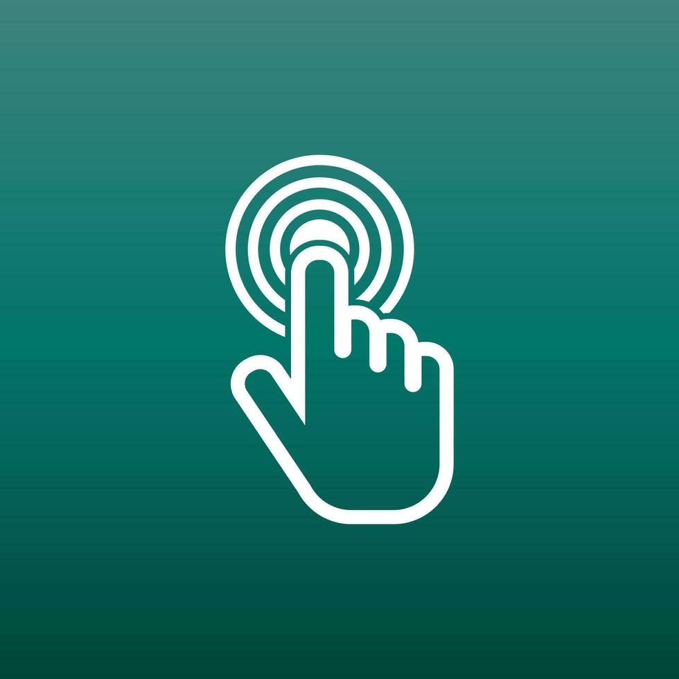 Click here icon. Hand cursor signs. White button flat vector illustration.