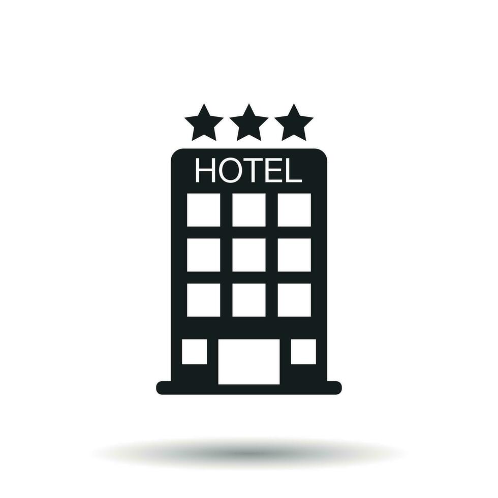 Hotel icon on isolated background. Simple flat pictogram for business, marketing, internet concept. Trendy modern vector symbol for web site design or mobile app.