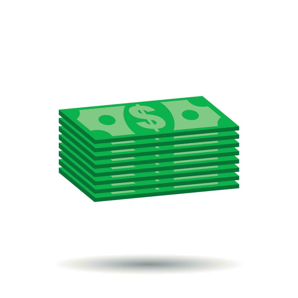 Stacks of dollar cash. Vector illustration in flat design on white background