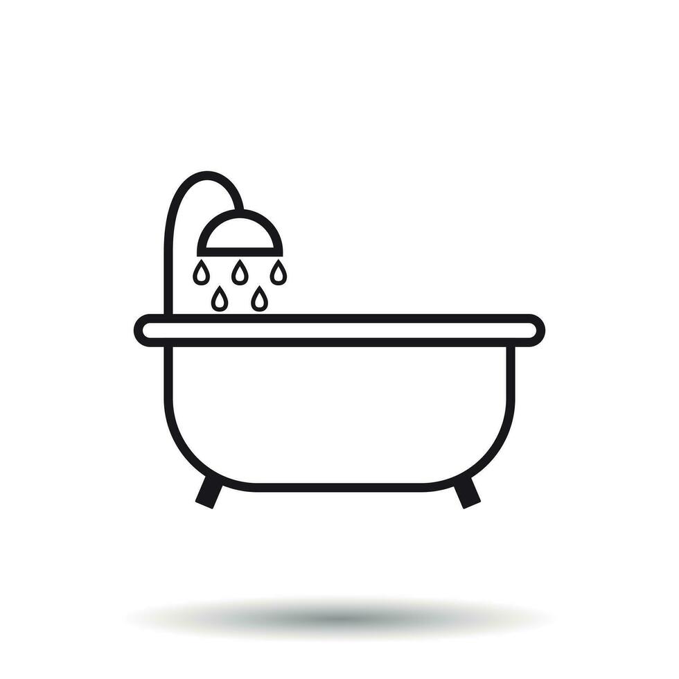 Bathtub vector icon. Bathroom shower vector illustration on white background.