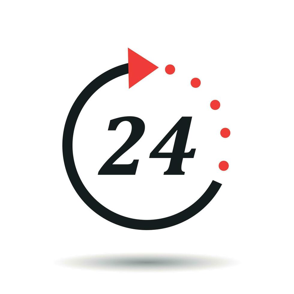 Time icon. Flat vector illustration 24 hours on isolated background.