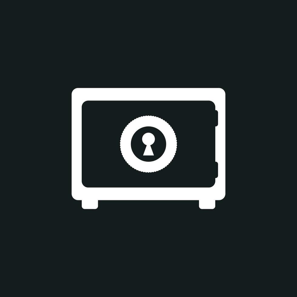 Money safe icon. Vector illustration in flat style on black background.