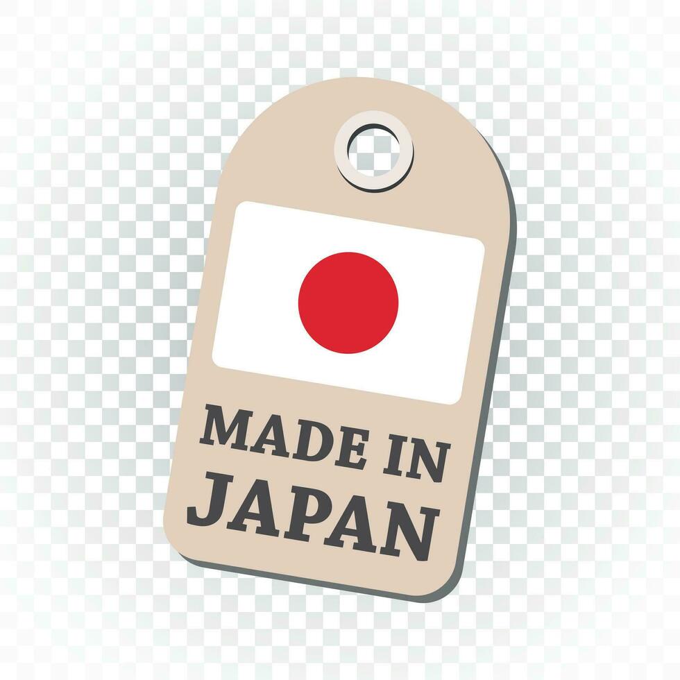 Hang tag made in Japan with flag. Vector illustration on isolated background.