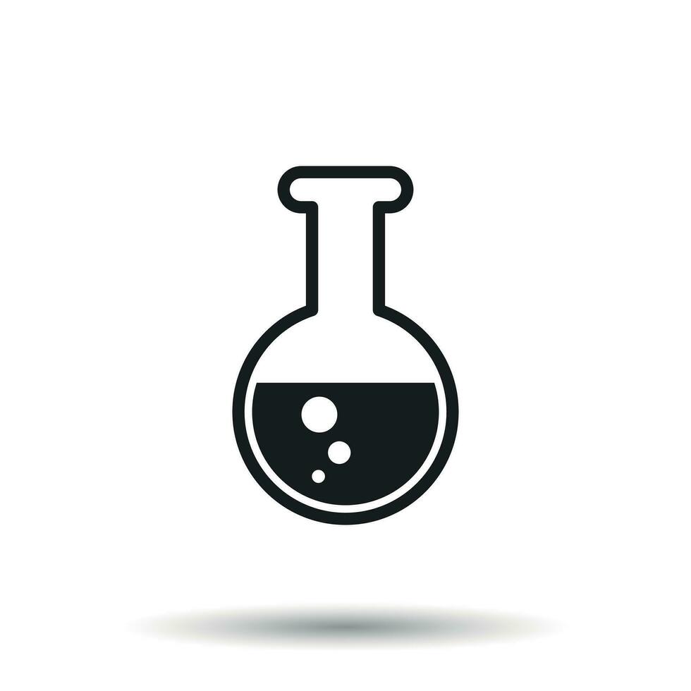 Chemical test tube pictogram icon. Chemical lab equipment isolated on white background. Experiment flasks for science experiment. Trendy modern vector symbol. Simple flat illustration