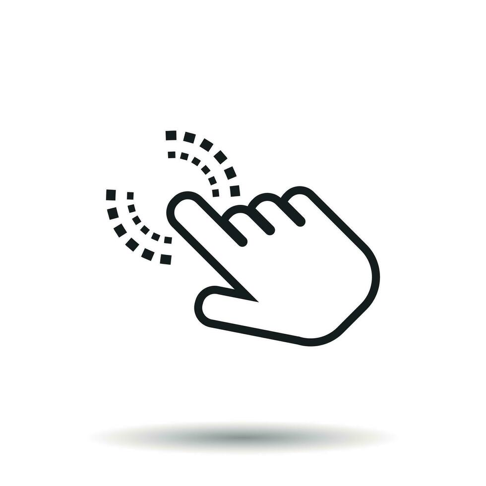 Click here icon. Hand cursor signs. Black button flat vector illustration.