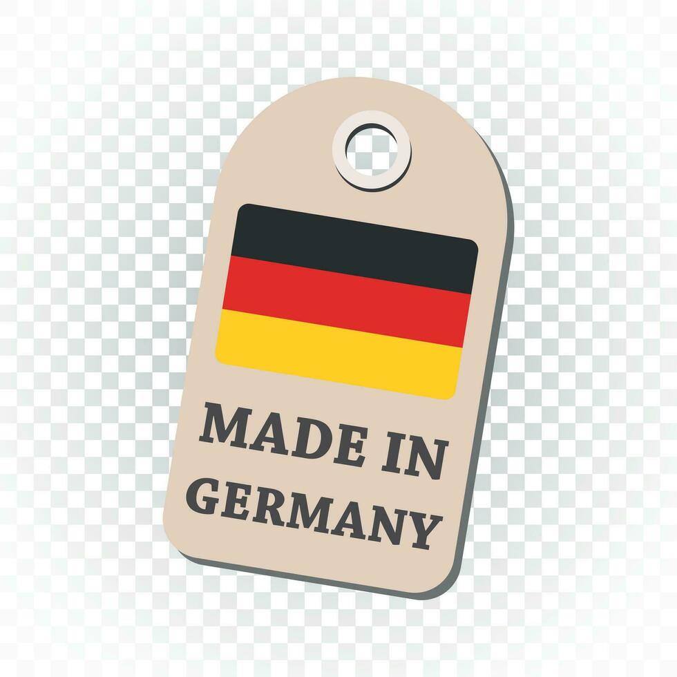 Hang tag made in Germany with flag. Vector illustration on isolated background.