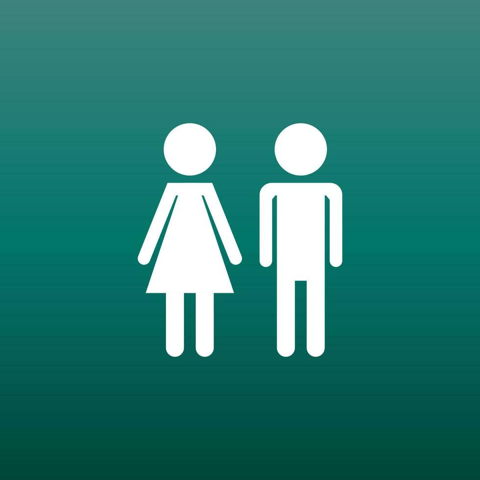 Vector man and woman icon on green background. Modern flat pictogram. Simple flat symbol for web site design.