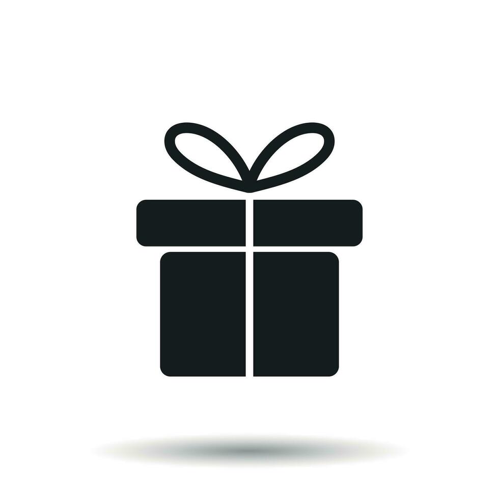 Gift box icon. Flat vector illustration on white background.