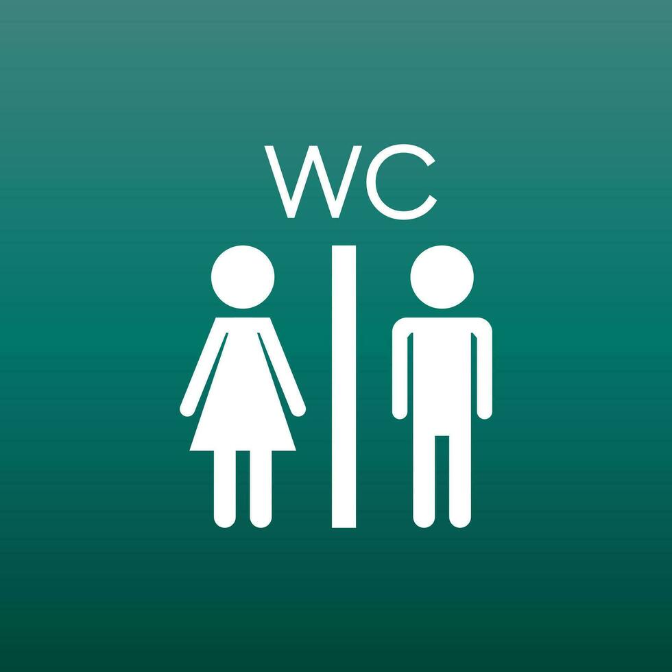 vector baño, Area de aseo icono en verde antecedentes. moderno hombre y mujer plano pictograma. sencillo plano símbolo para web sitio diseño.